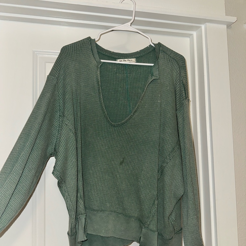 Free People Green Long Sleeve Top